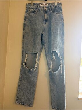 7. Social Tourist Light Blue Straight Leg Ripped Jeans